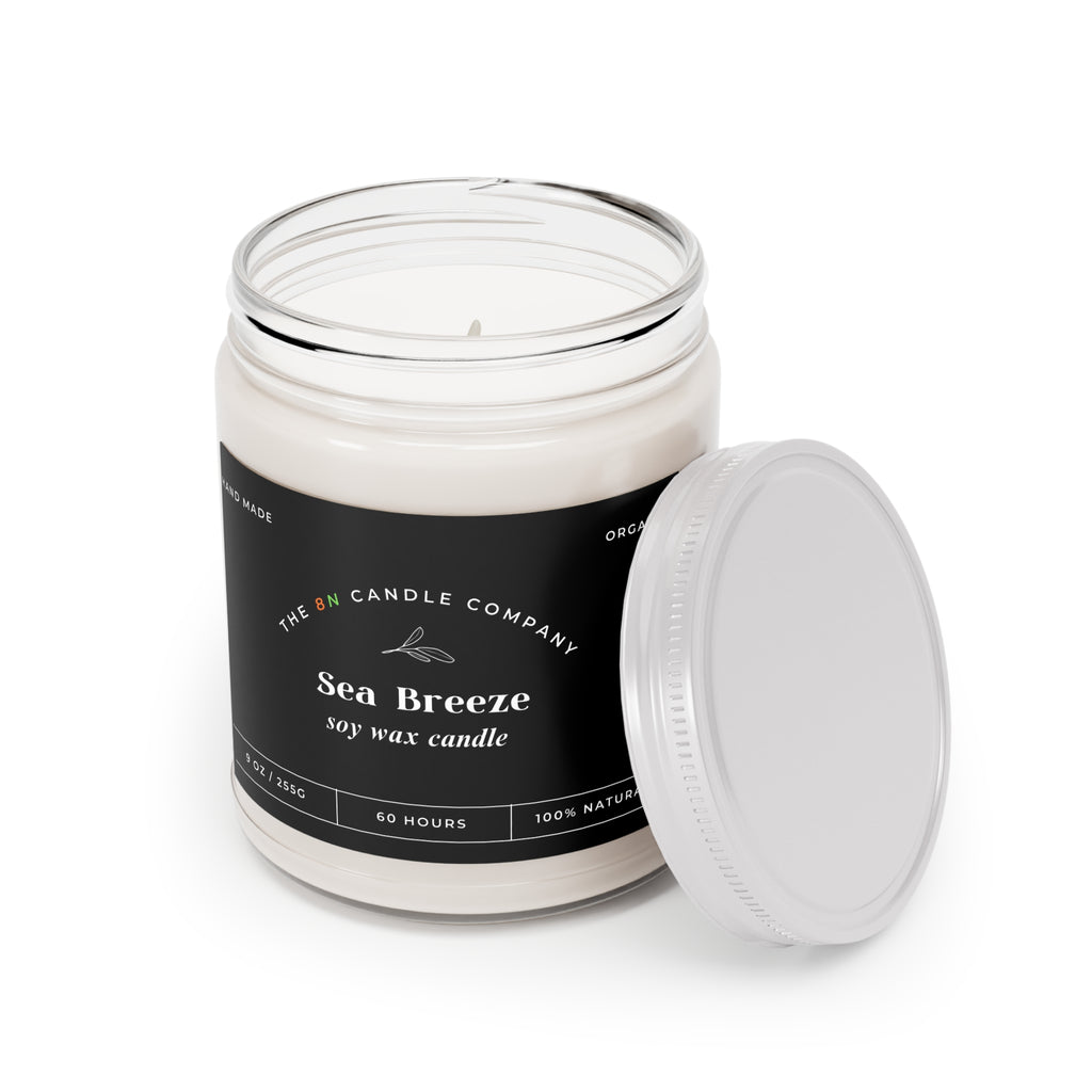 Sea Breeze soy candle 9oz | Scented Soy Candle with White Lid