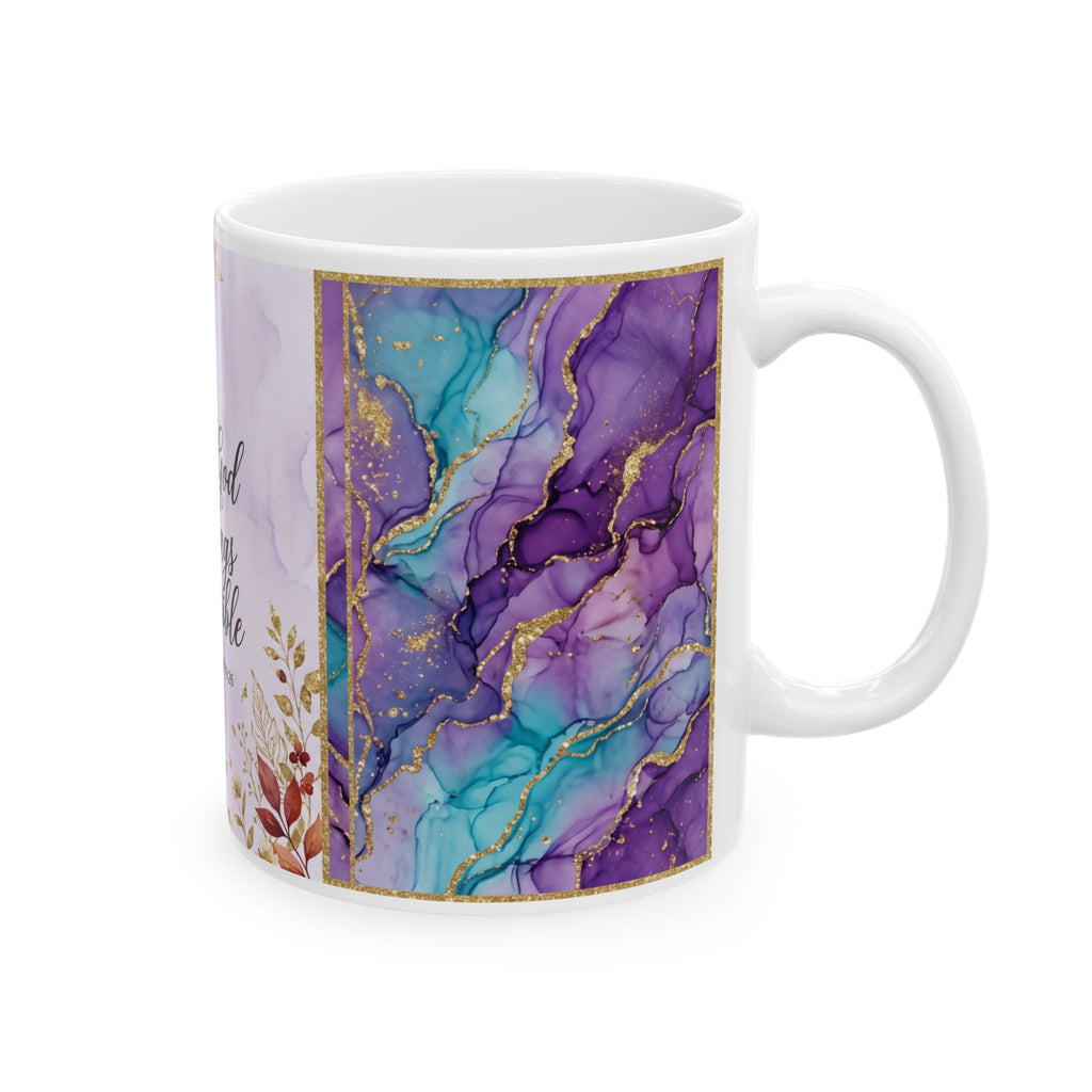 With God All Things Are Possible Mug | Scripture Coffee Cup, Floral Watercolor