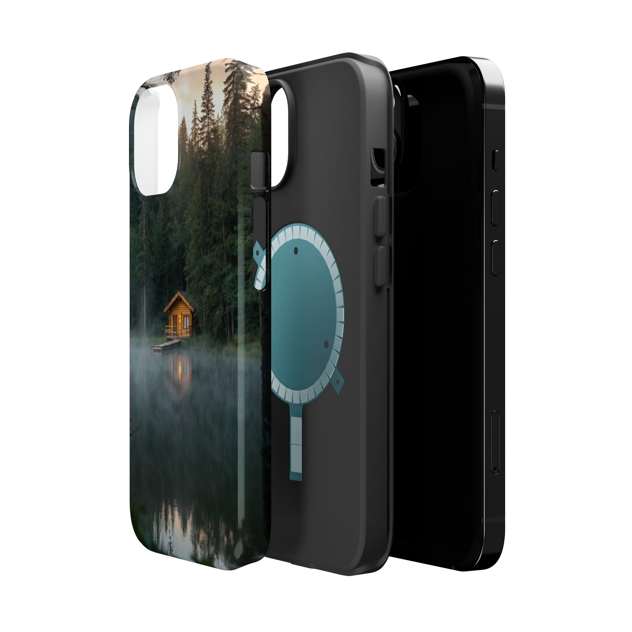 Cabin on Misty Lake Phone Case | Magnetic Impact-Resistant Case