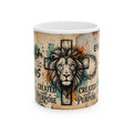Lion and Cross Faith Illustration Mug | Created with Purpose Christian Scripture