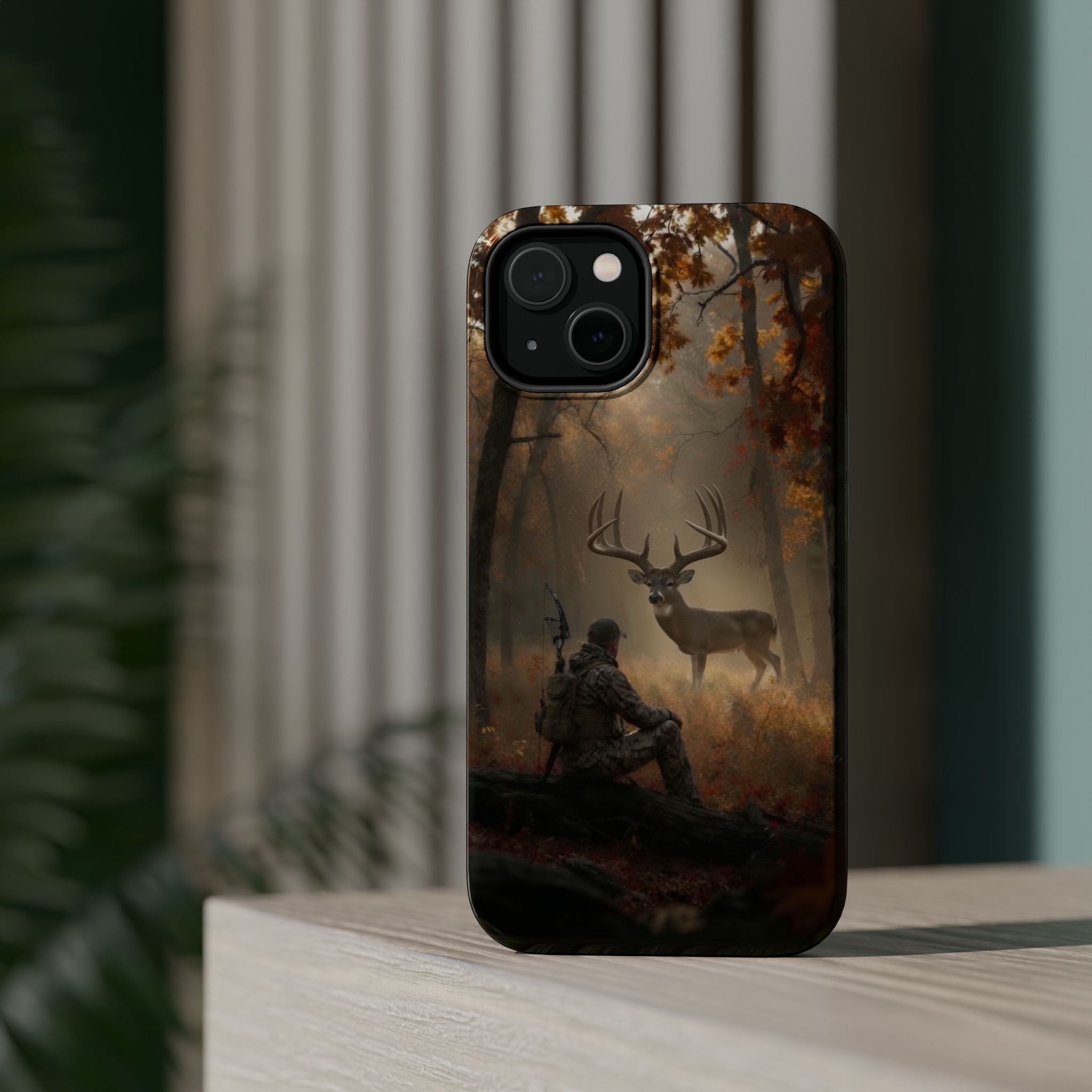 Hunter and Buck in Autumn Forest Phone Case | Magnetic Impact-Resistant Case
