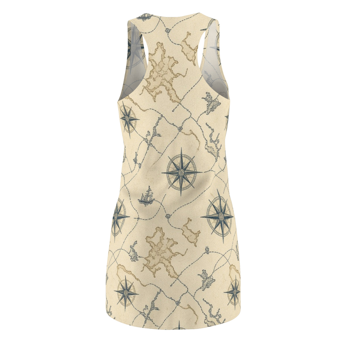 Vintage Treasure Map Racerback Dress | Nautical Compass Pattern