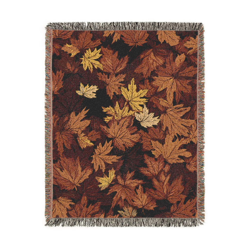 Autumn Maple Leaves Woven Blanket | Fall Leaf Throw