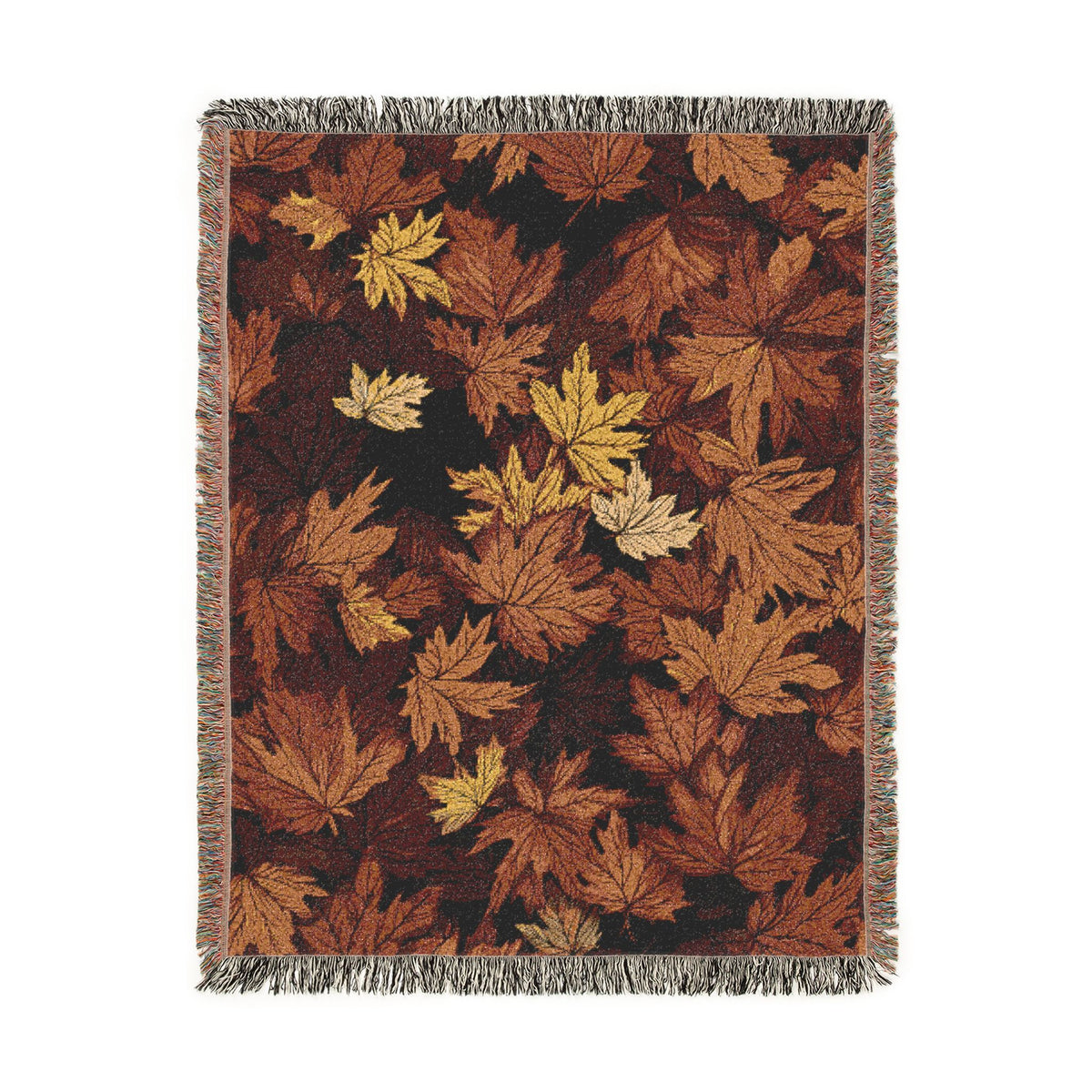Autumn Maple Leaves Woven Blanket | Fall Leaf Throw