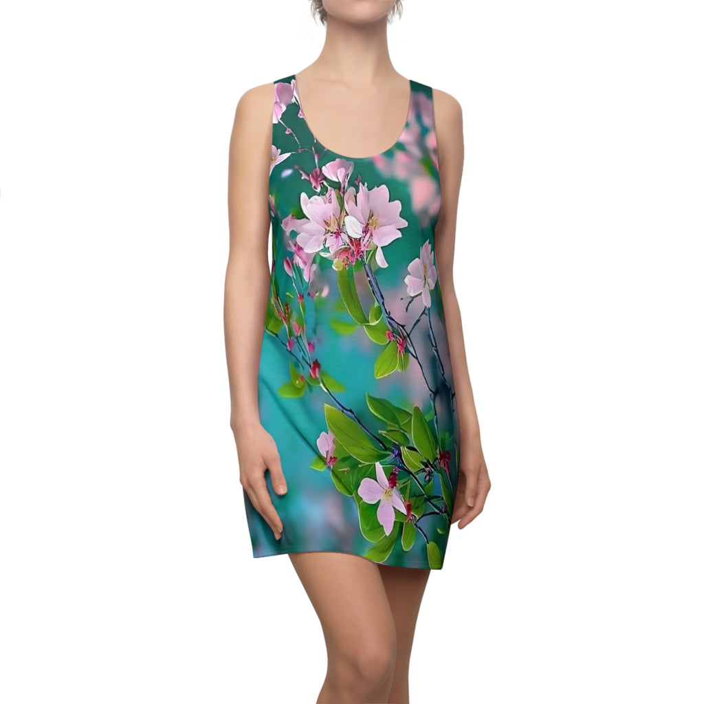 Cherry Blossom Floral Racerback Dress | All-Over Print Spring Flowers