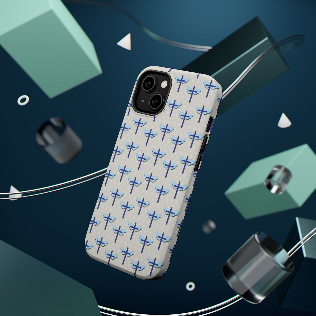 Blue Cross Pattern Phone Case