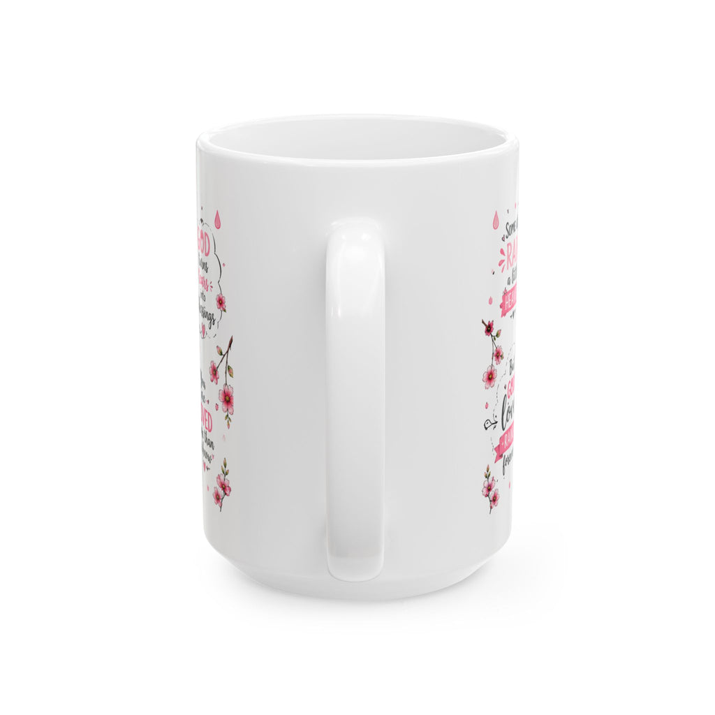 Cute Duck with Pink Umbrella Mug | Floral Rain Boots, Pastel Spring Design