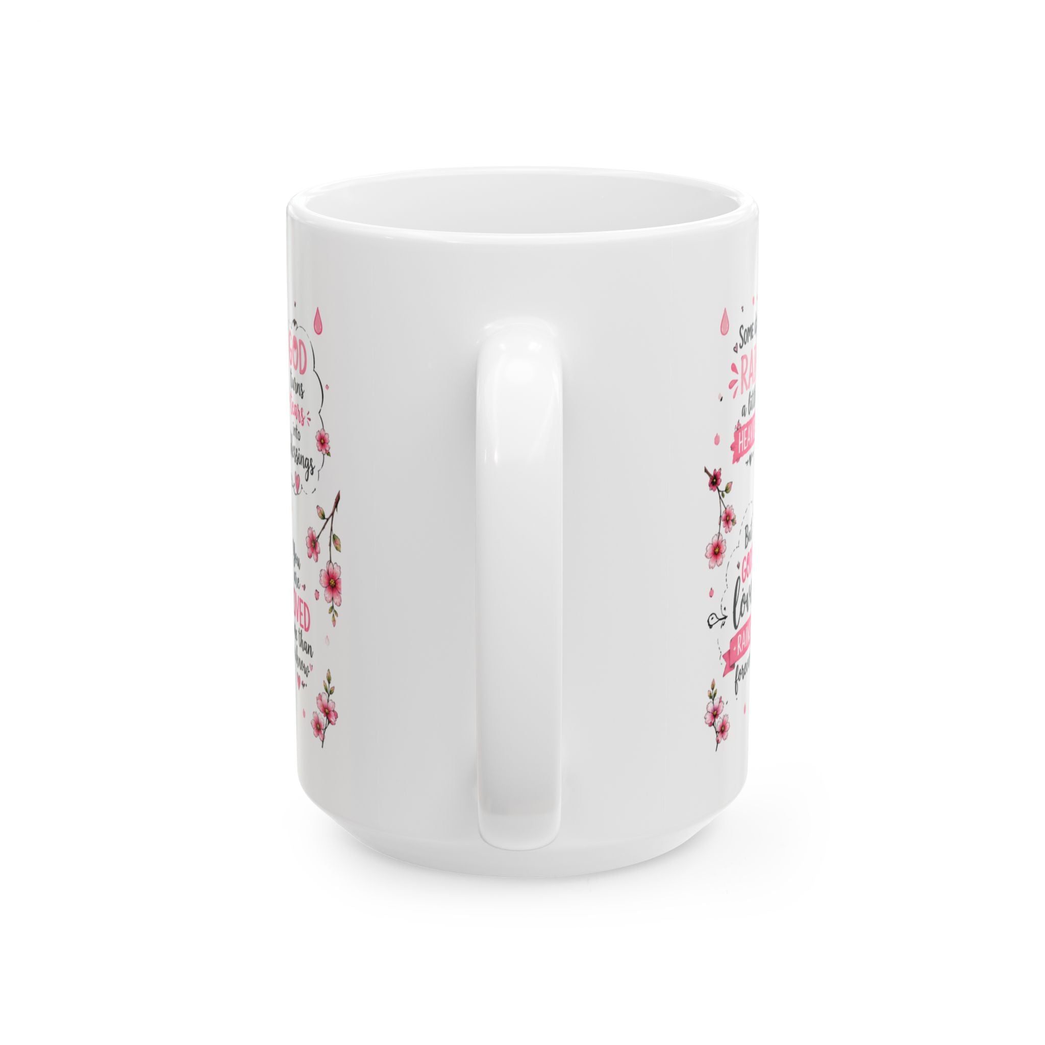 Cute Duck with Pink Umbrella Mug | Floral Rain Boots, Pastel Spring Design
