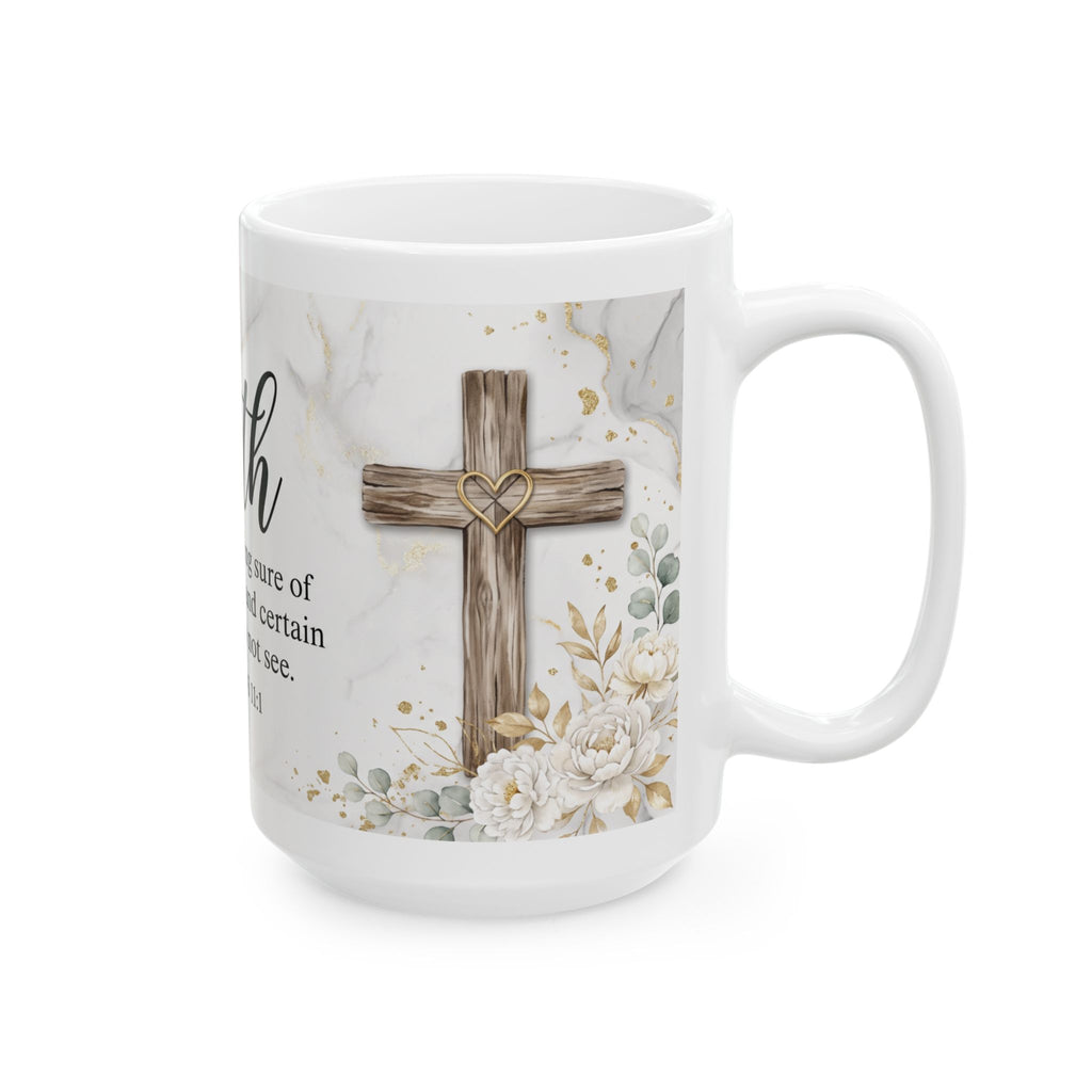 Faith Scripture Mug | Hebrews 11:1 Marble Floral Ceramic Mug