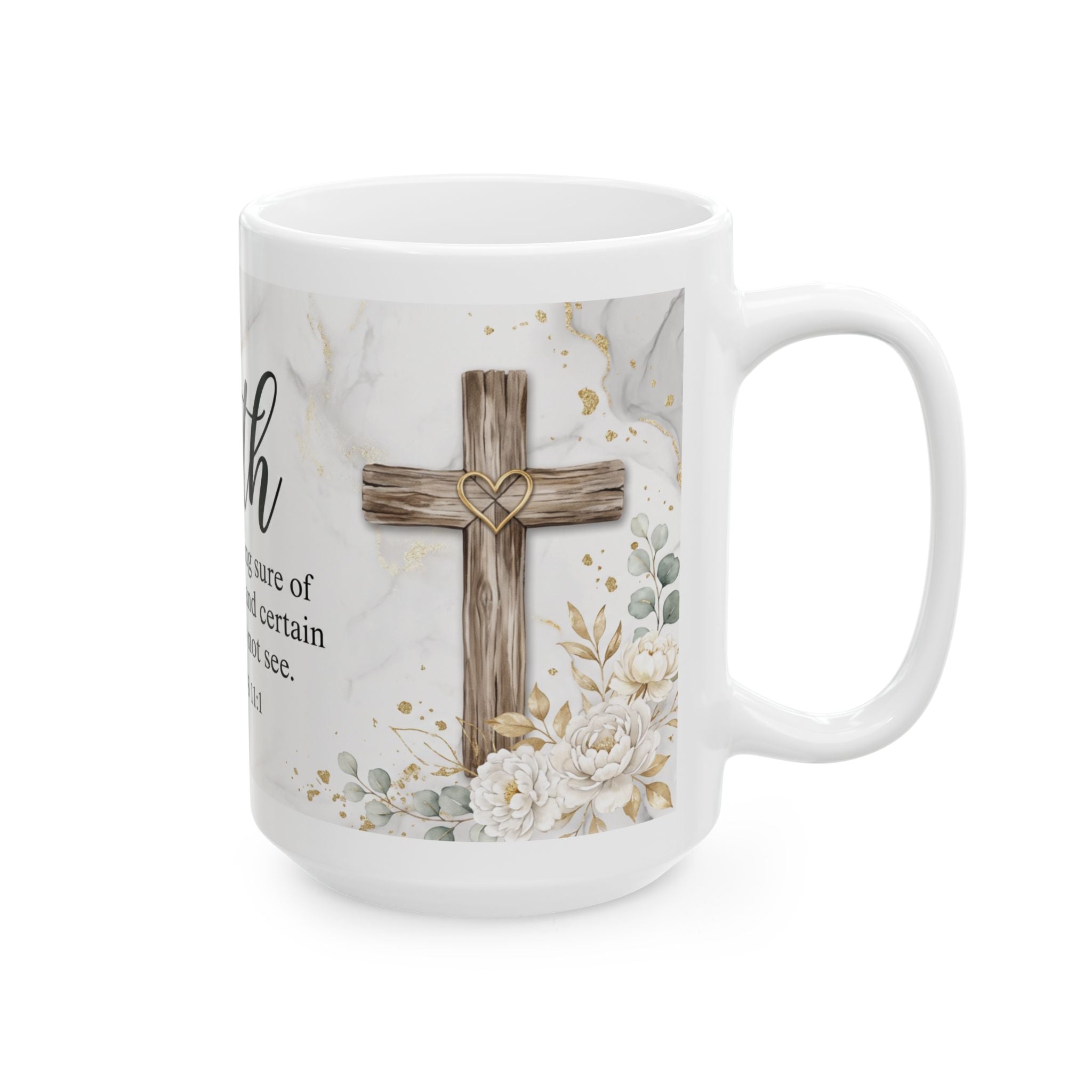Faith Scripture Mug | Hebrews 11:1 Marble Floral Ceramic Mug