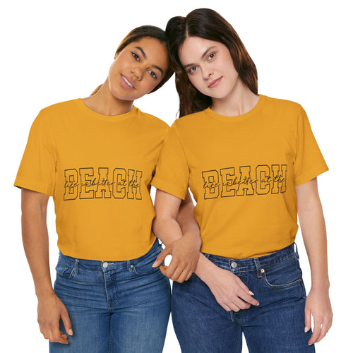 Beach outline text Tee | Retro collegiate script