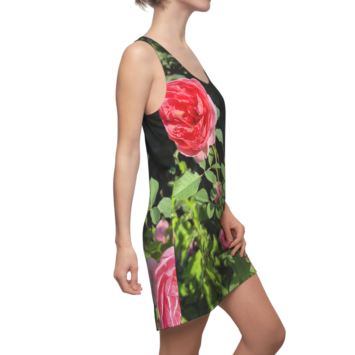 Pink Rose Garden Racerback Dress | Floral All-Over Print