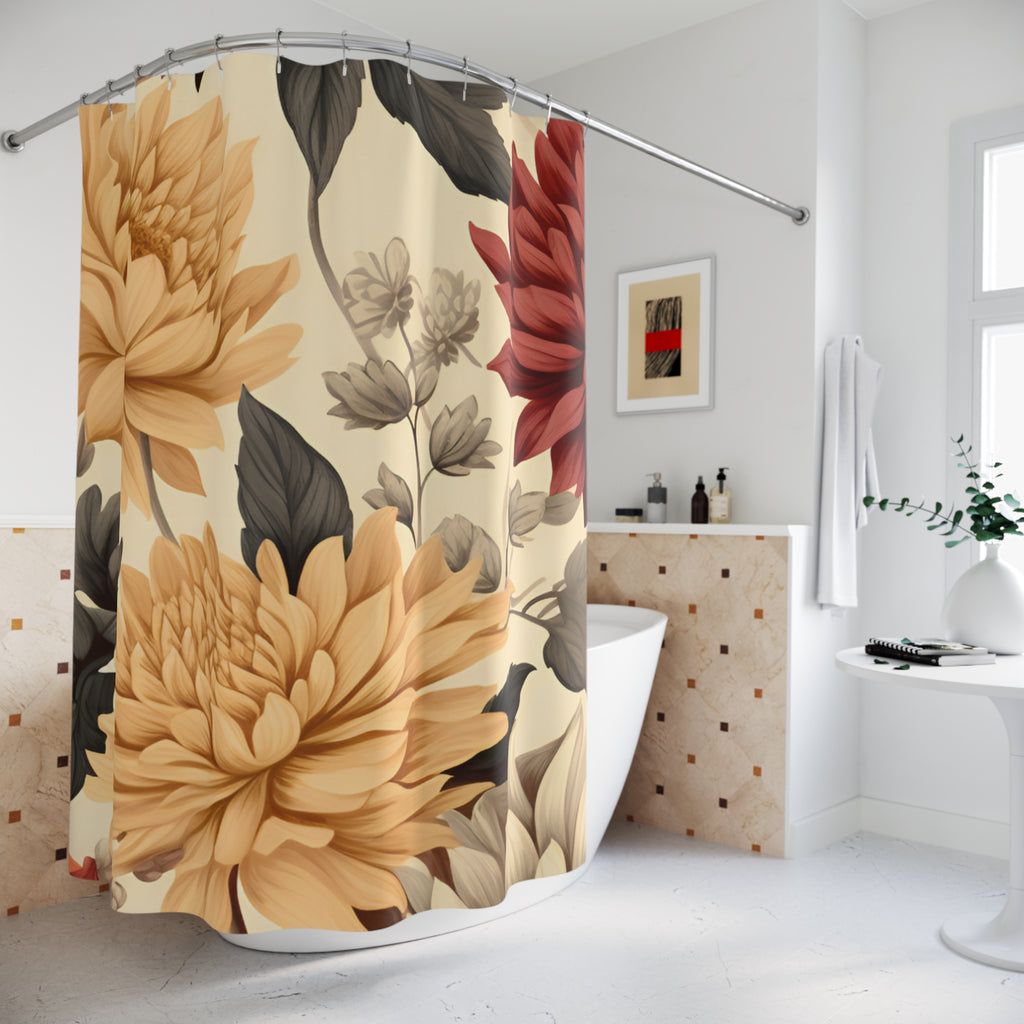 Vintage Chrysanthemum Floral Shower Curtain