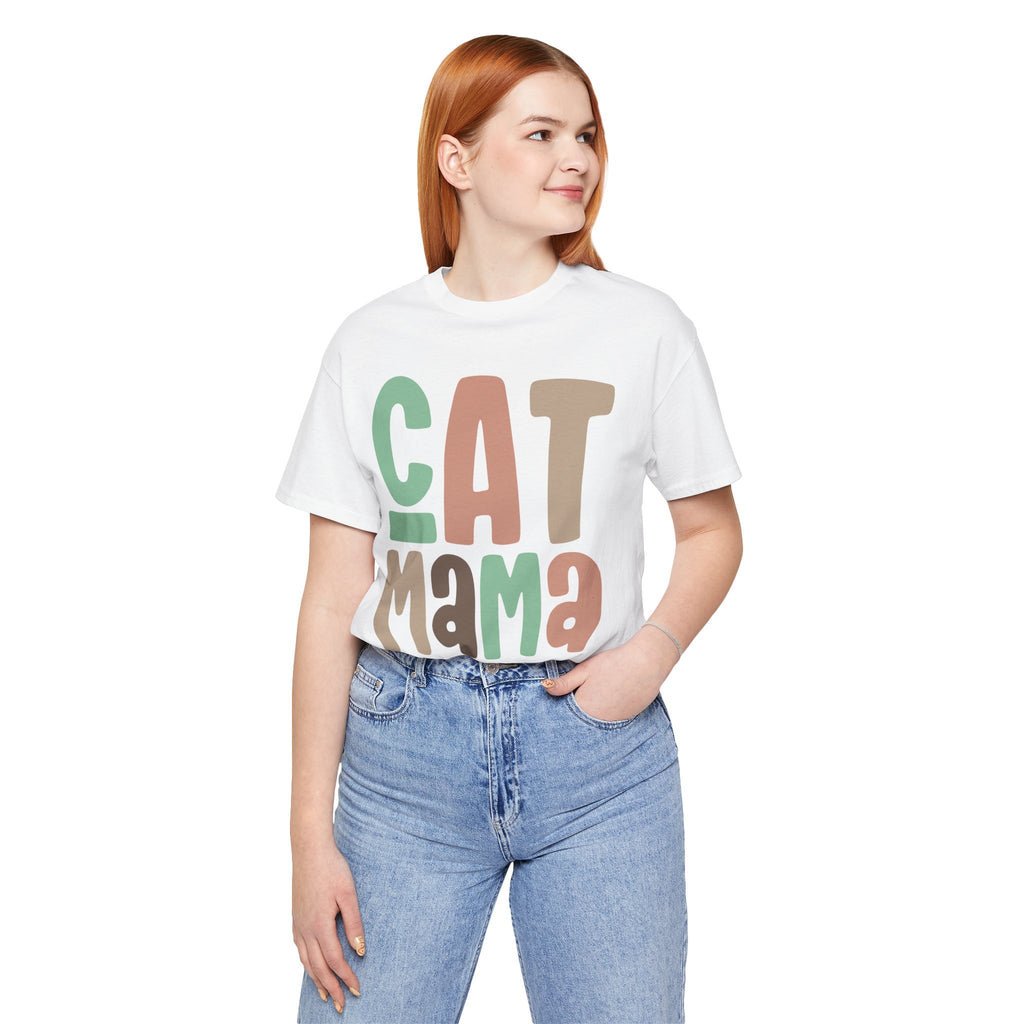 Cat Mama T-Shirt | Retro Block Letter Cat Mom Tee