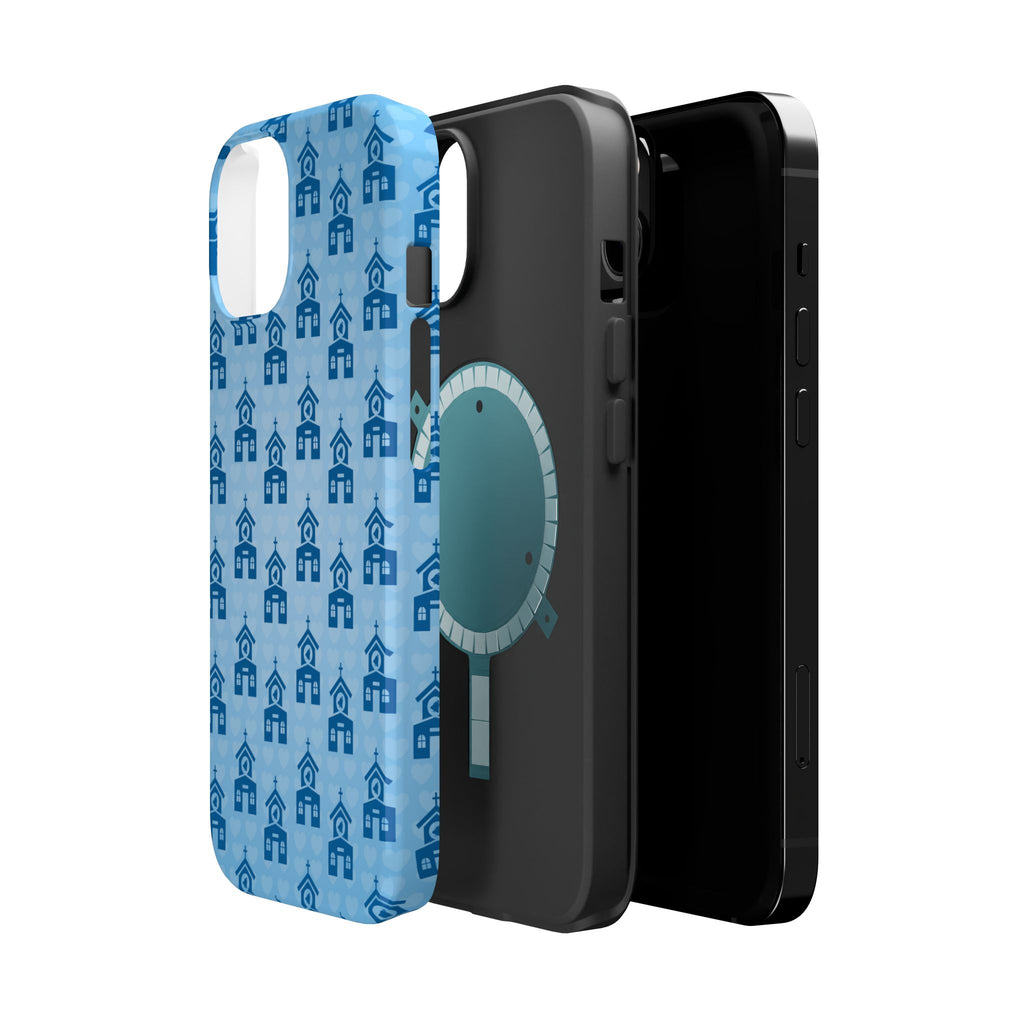 Blue Church Pattern Phone Case | Magnetic Impact-Resistant Case