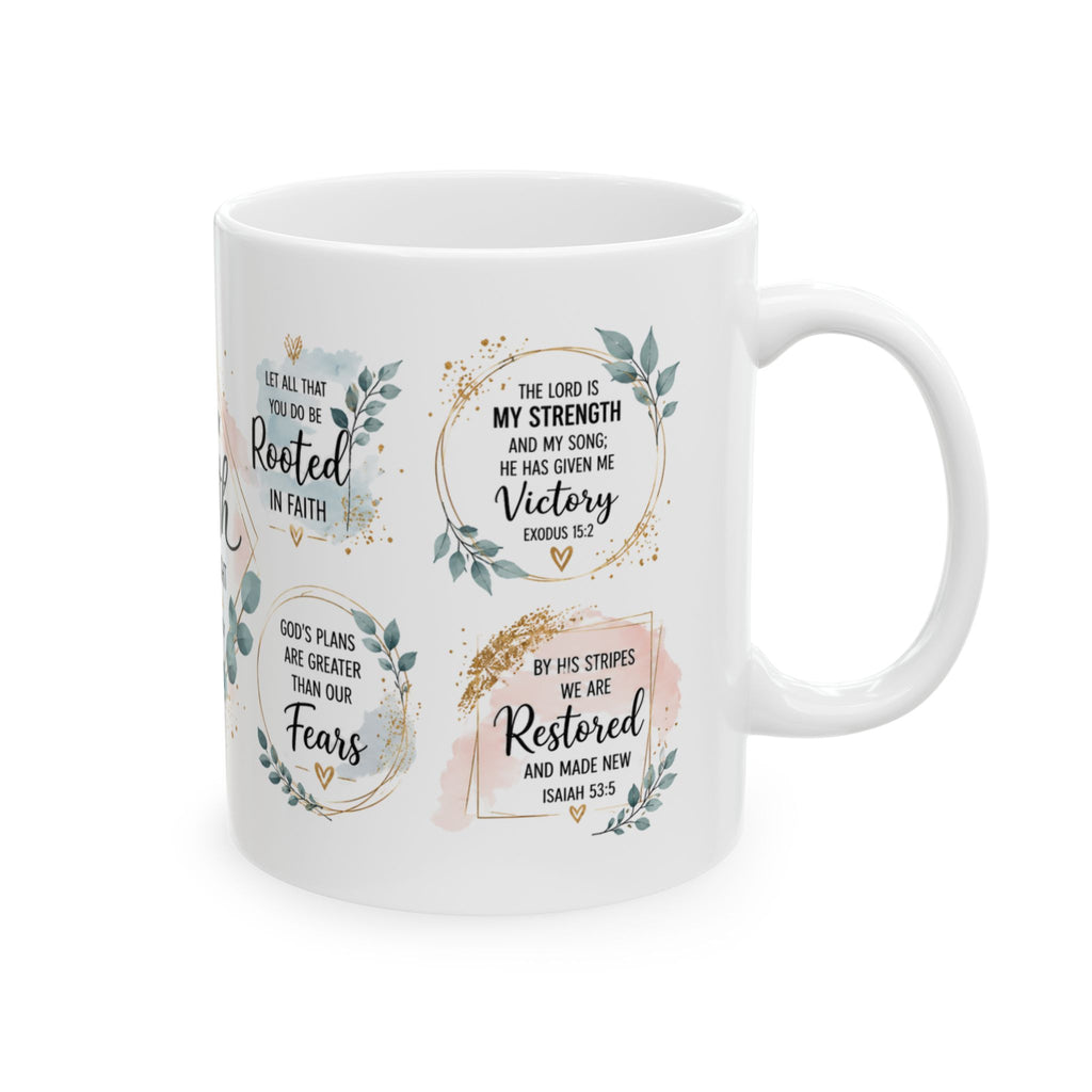 We Walk By Faith mug | Christian Scripture Ceramic Mug, 2 Corinthians 5:7