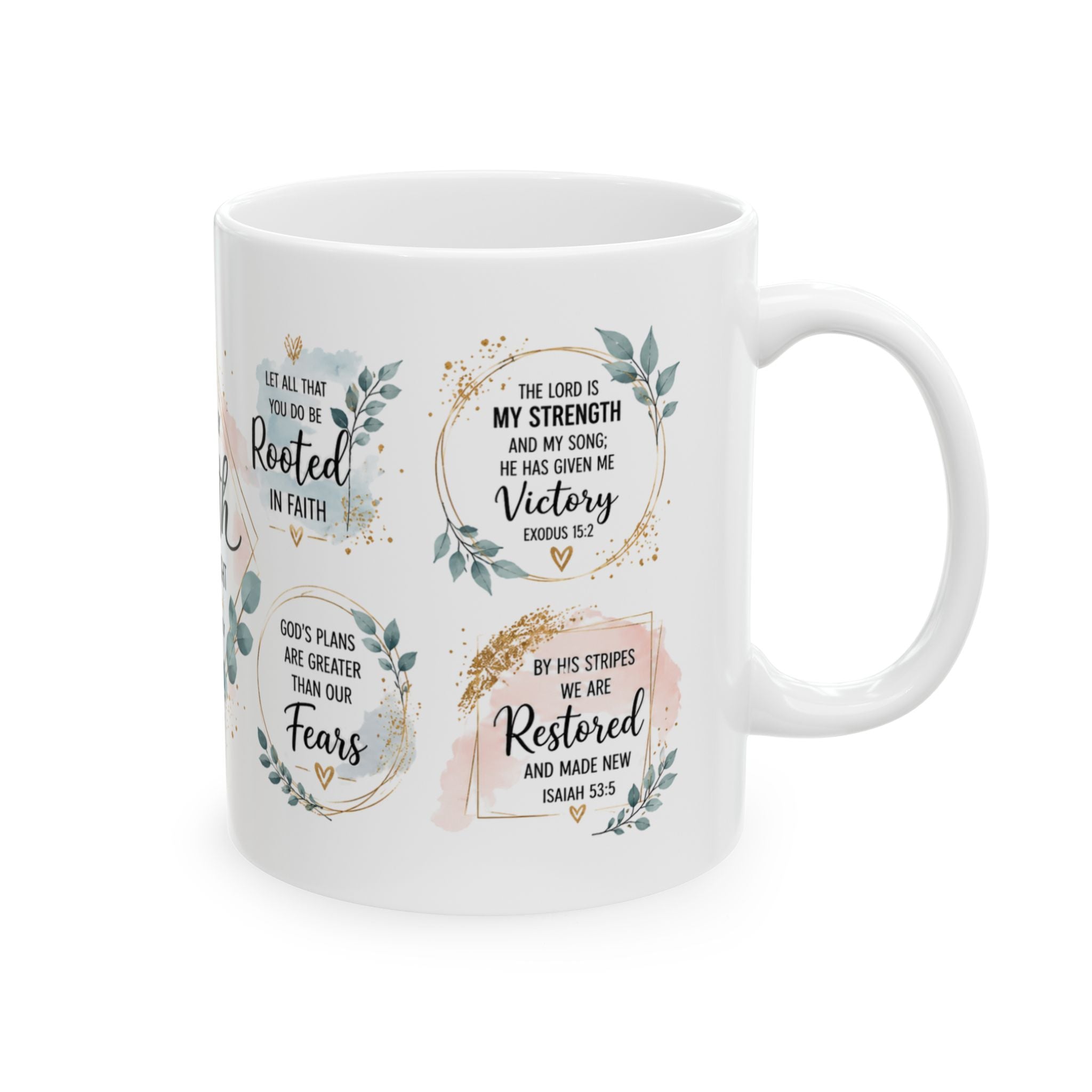 We Walk By Faith mug | Christian Scripture Ceramic Mug, 2 Corinthians 5:7