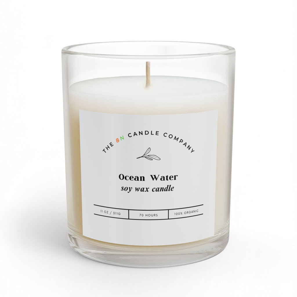 Ocean Water Candle Glass Candle, 11oz | Soy Wax, Clean Scent