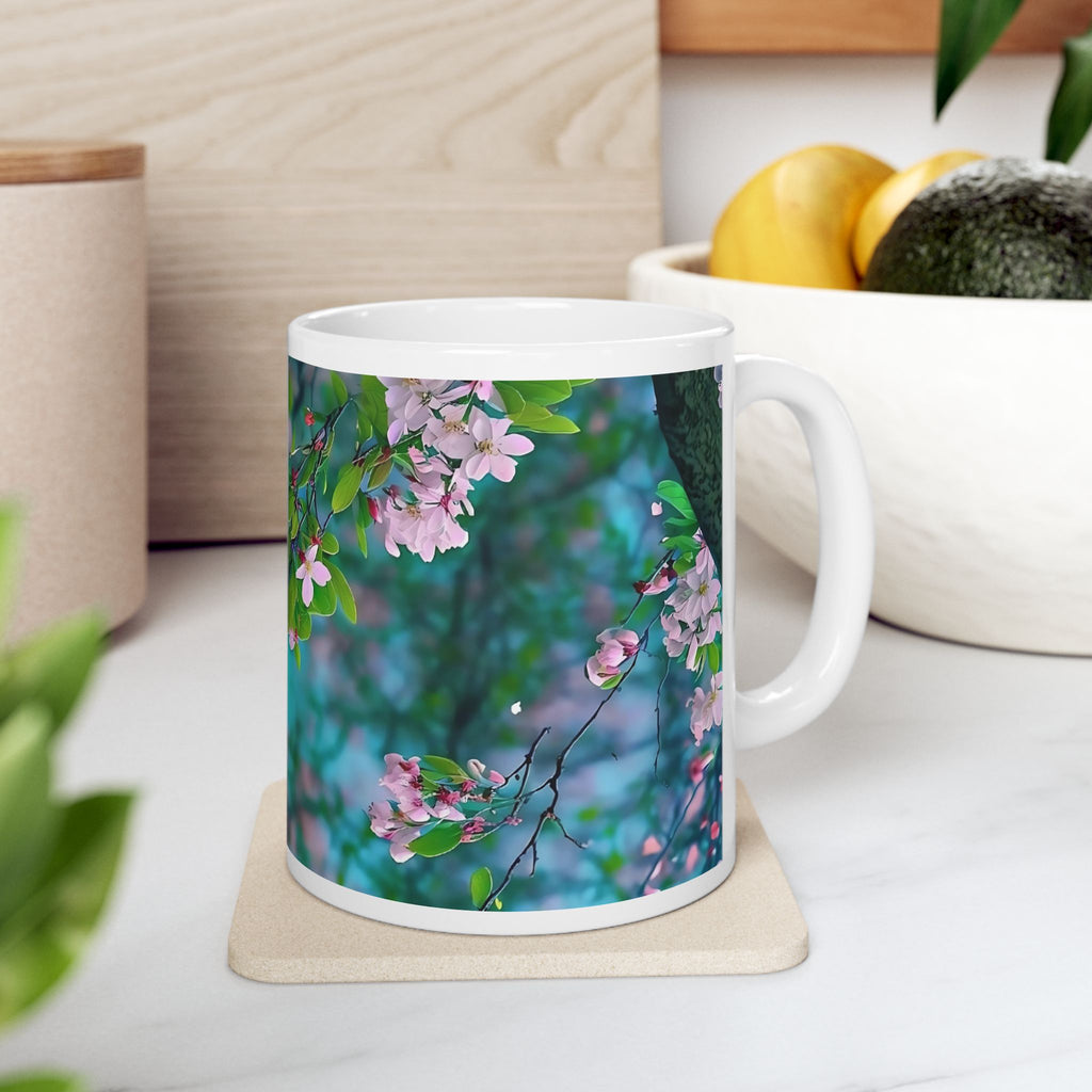 Blossom Branch Ceramic Mug — Pink Spring Flowers Coffee Cup (11oz & 15oz)