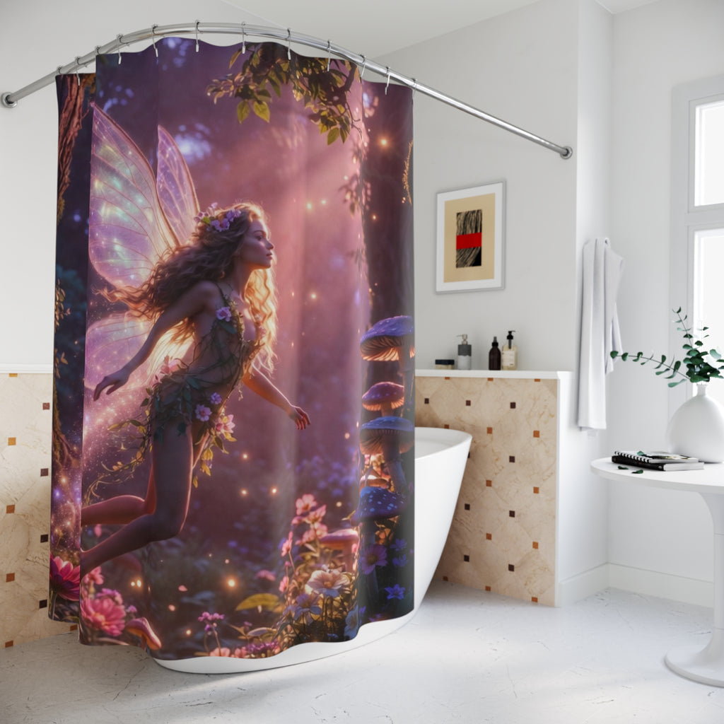Enchanted Fairy Forest Shower Curtain | Magical Woodland Pixie Bathroom Decor