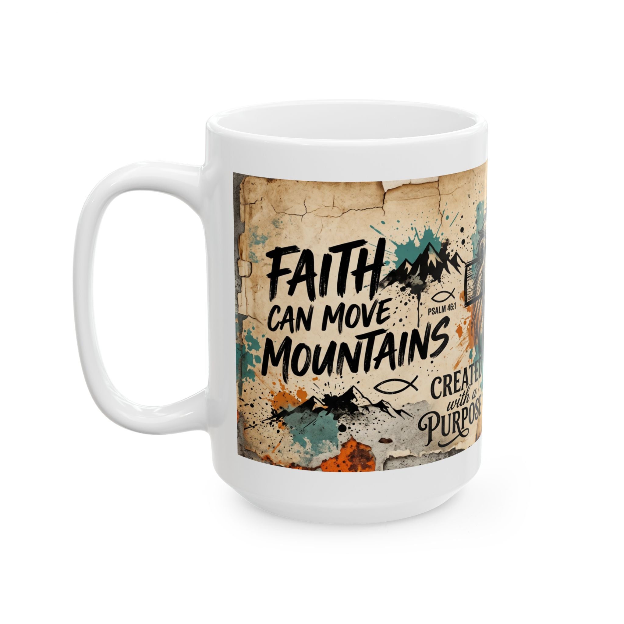 Created With Purpose Lion Cross Mug | Inspirational Christian Coffee Cup