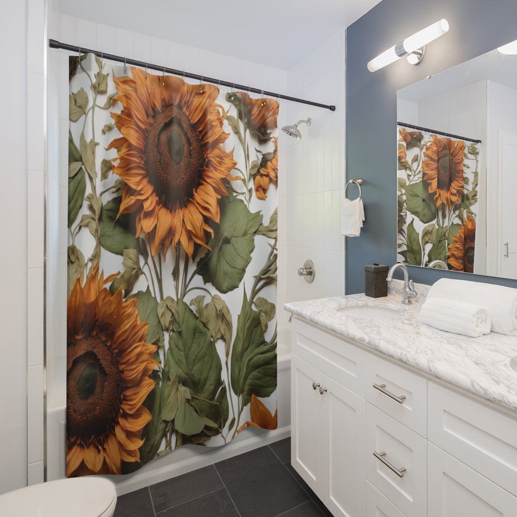 Sunflower Floral Pattern Shower Curtain