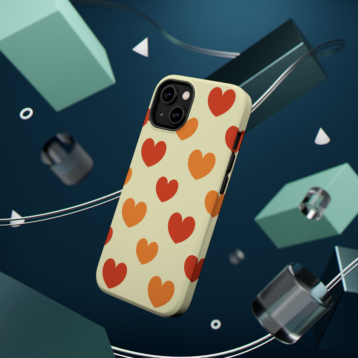 Retro Red Orange Hearts Phone Case | Magnetic Impact-Resistant Case
