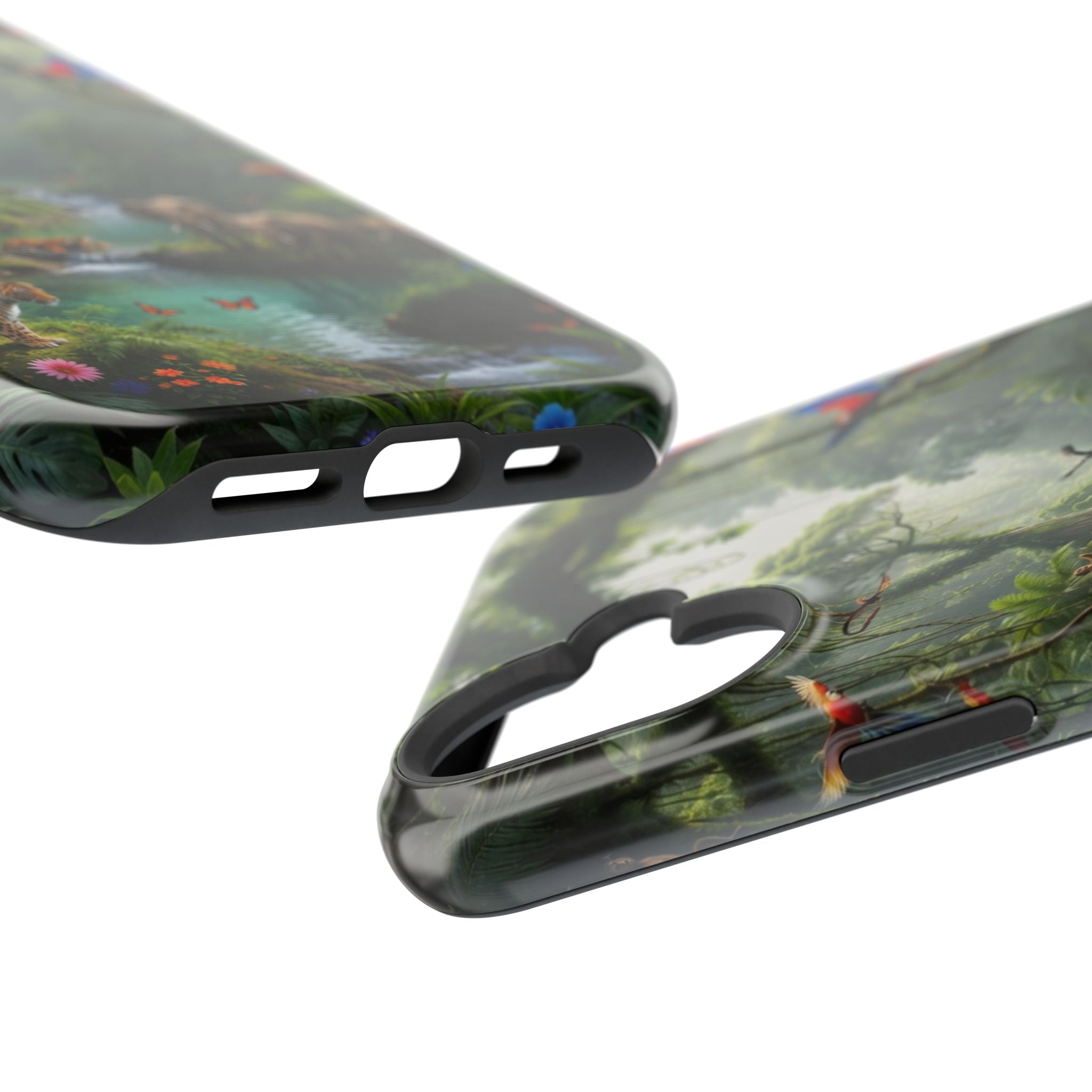 Tropical Jungle Phone Case — Magnetic Impact-Resistant with Parrots & Elephants