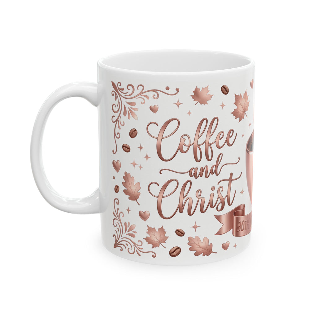 Coffee and Therapist Mug | Ceramic Coffee Cup, Rose Gold Autumn Design