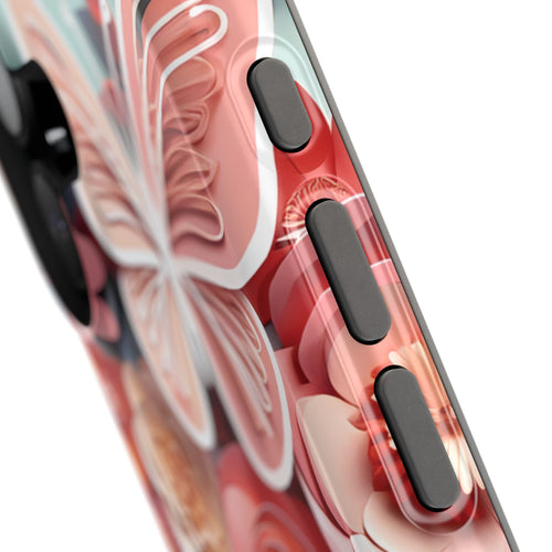 3D Paper Flowers and Butterfly Phone Case | Magnetic Impact-Resistant Case