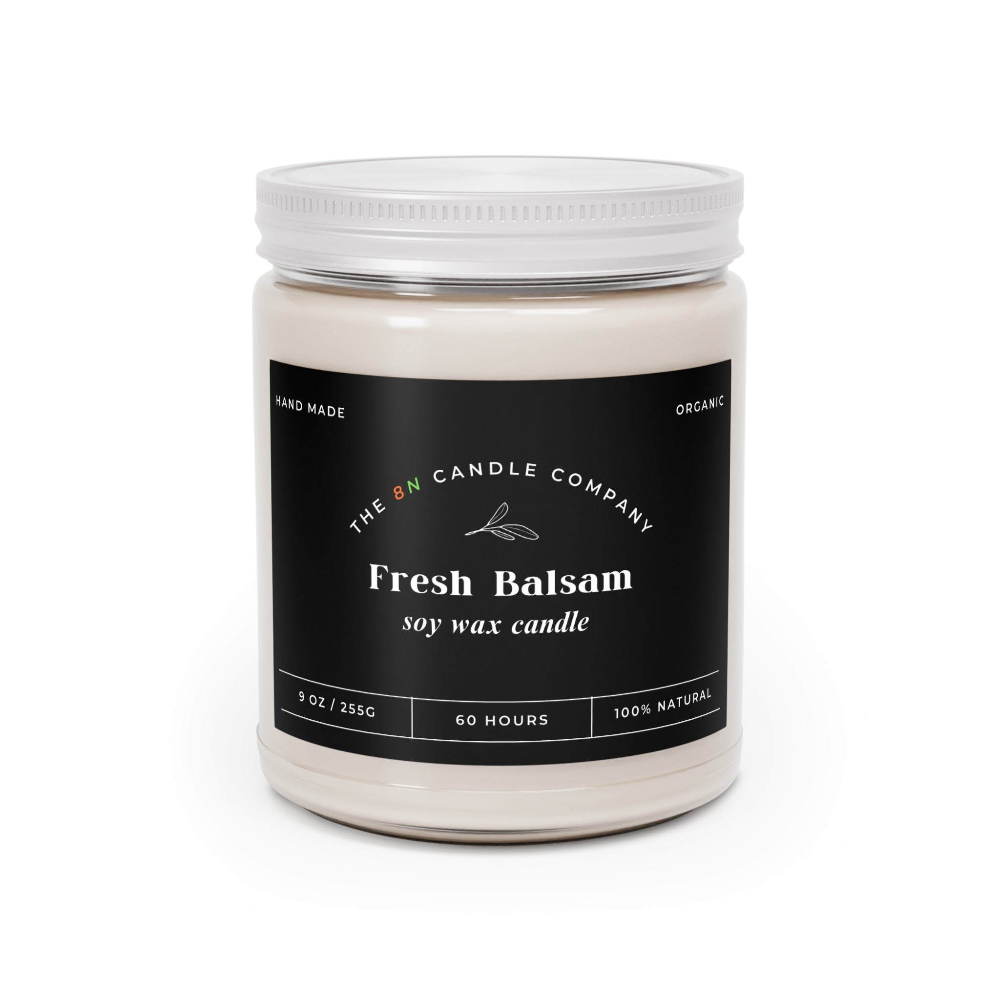 Fresh Balsam Soy Candle 9oz | Scented Jar with White Lid