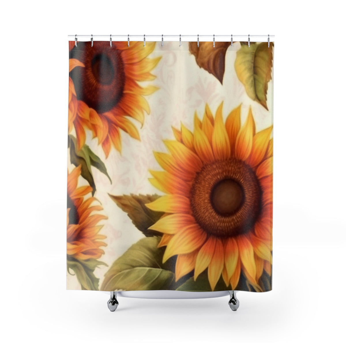 Sunflower Botanical Shower Curtain | Rustic Farmhouse Floral Bathroom