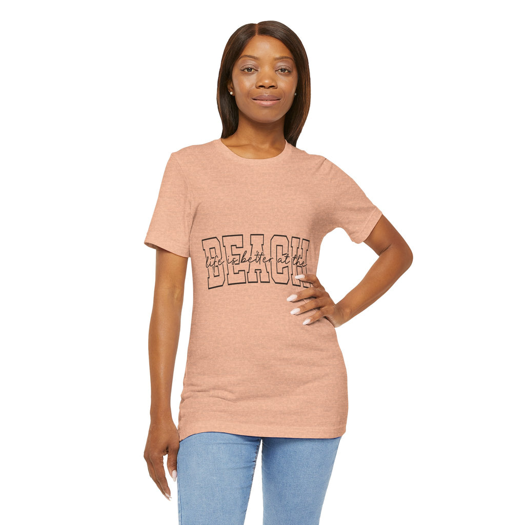 Beach outline text Tee | Retro collegiate script
