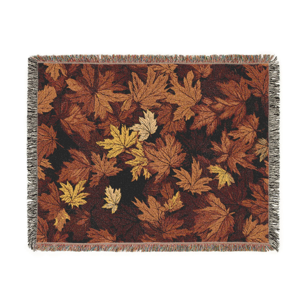 Autumn Maple Leaves Woven Blanket | Fall Leaf Throw