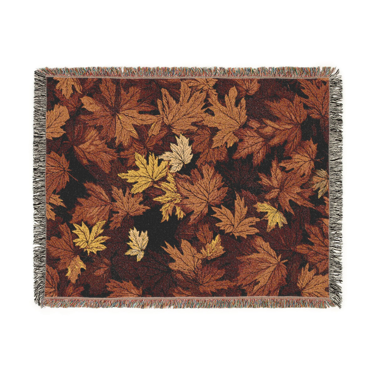 Autumn Maple Leaves Woven Blanket | Fall Leaf Throw