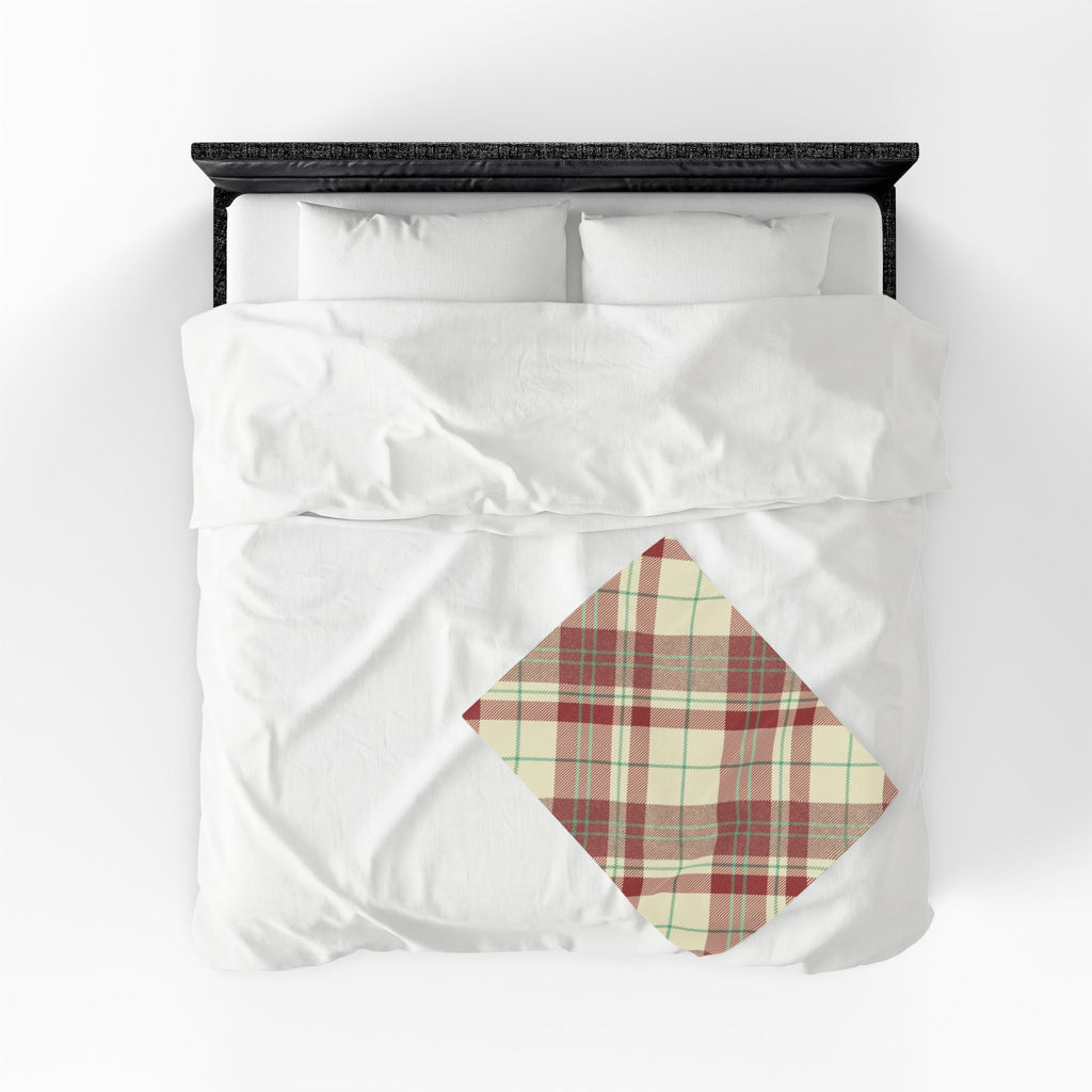 Red Green Plaid Velveteen Blanket | Cozy Tartan Throw
