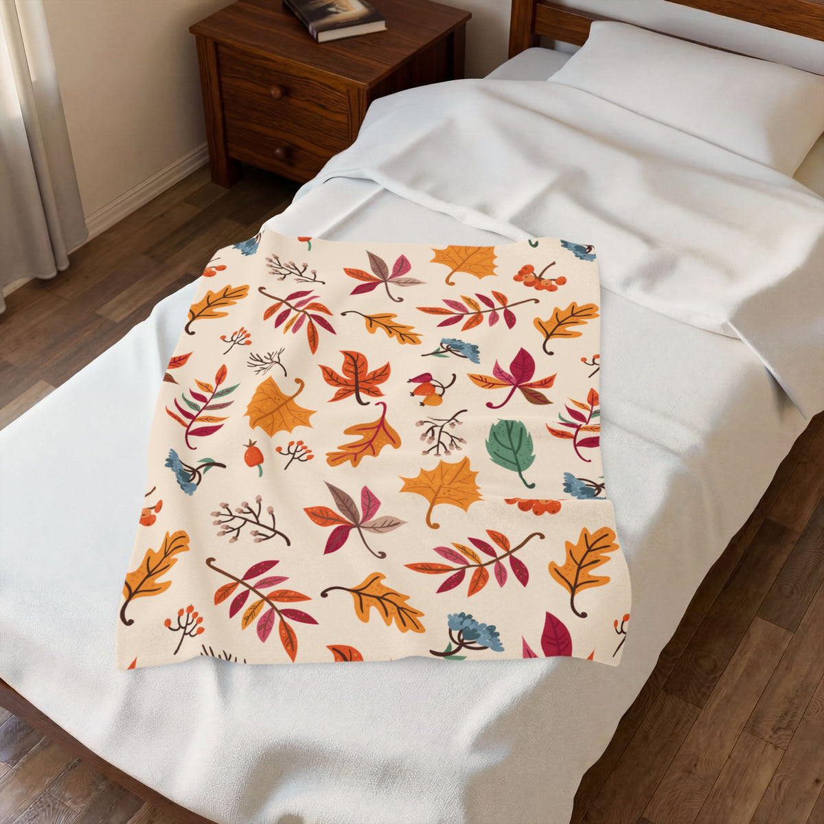 Autumn Leaves Pattern Velveteen Plush Blanket | Fall Leaves Throw