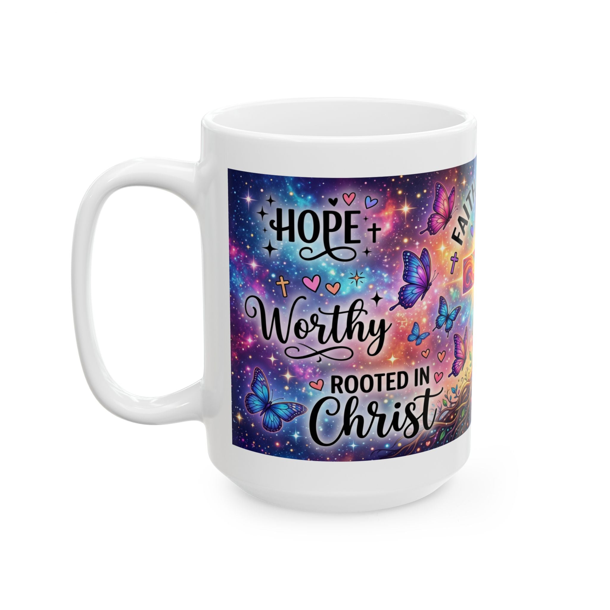 Faith Over Fear cross mug | Christian inspirational ceramic mug