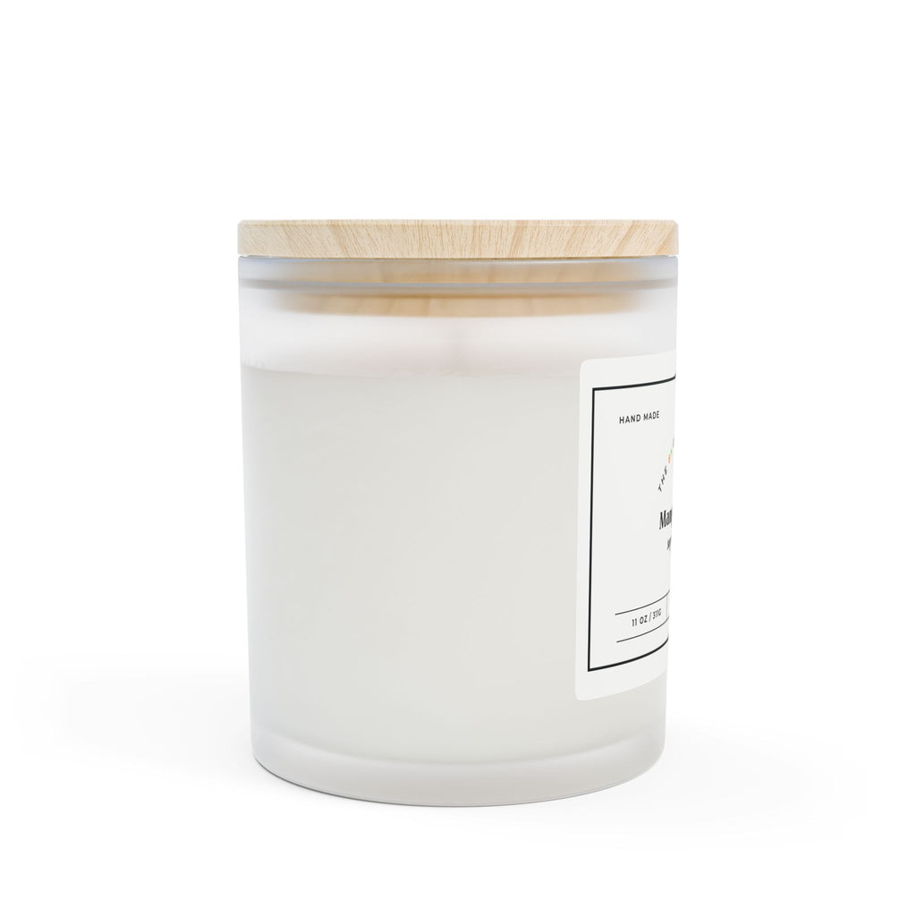 Mango Coconut Soy Candle Frosted Glass Candle | 11oz Wooden Lid