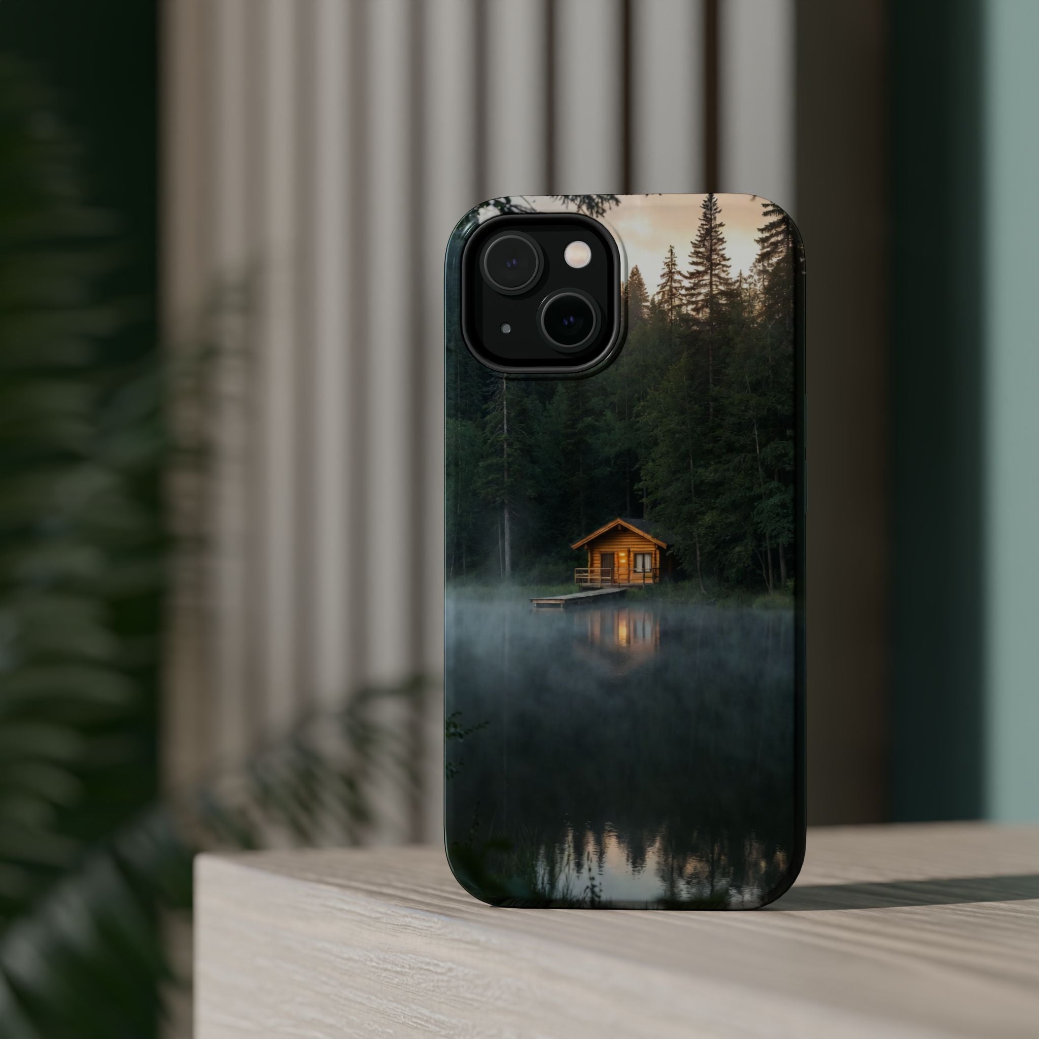 Cabin on Misty Lake Phone Case | Magnetic Impact-Resistant Case
