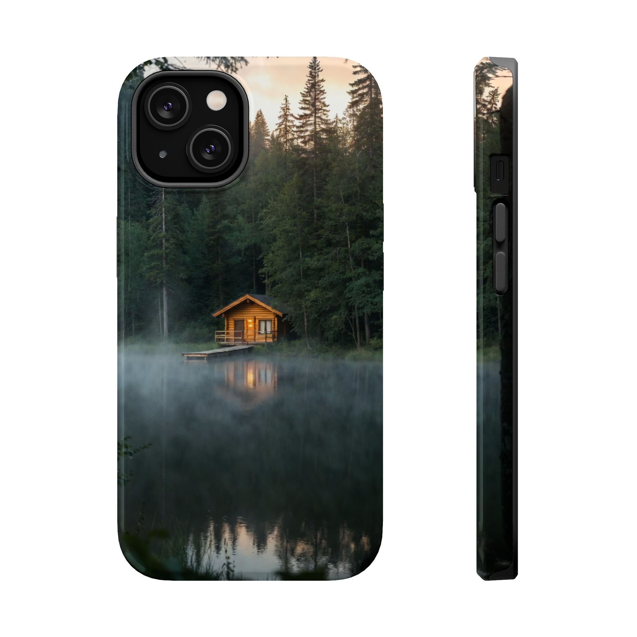Cabin on Misty Lake Phone Case | Magnetic Impact-Resistant Case