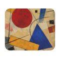 Abstract Geometric Art Mouse Pad | Red Circle Blue Triangle Rectangular Desk Pad