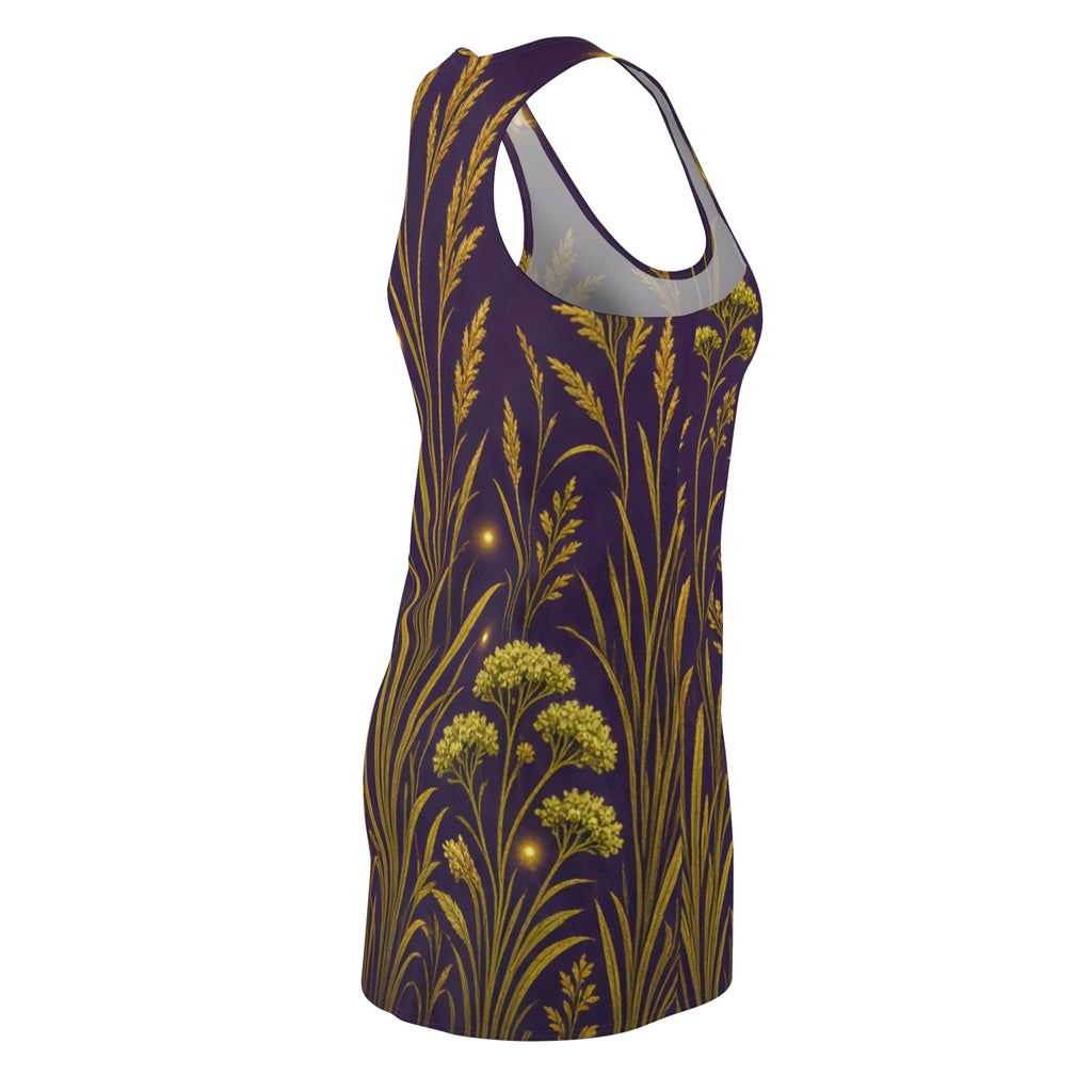 Golden Wildflowers Racerback Dress | Floral Night Meadow AOP