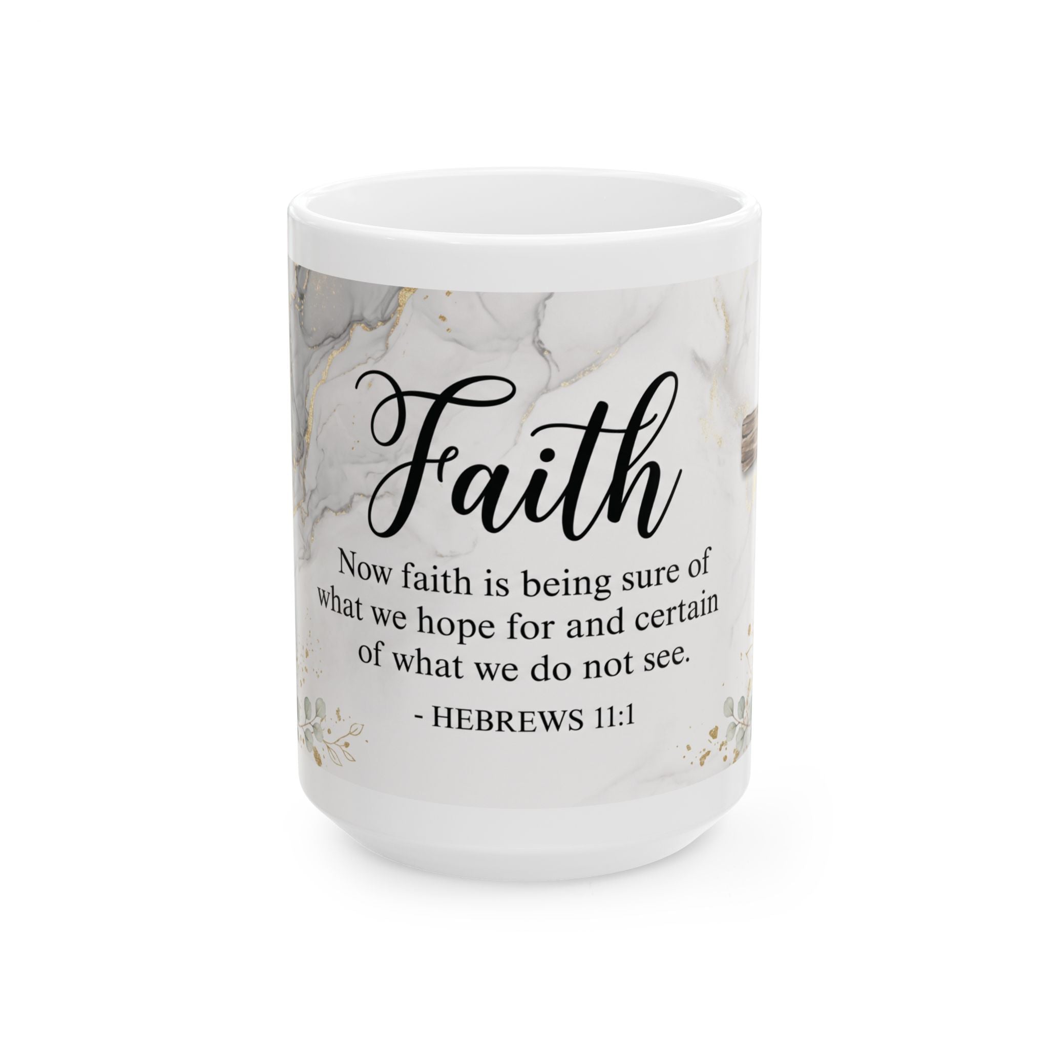 Faith Scripture Mug | Hebrews 11:1 Marble Floral Ceramic Mug