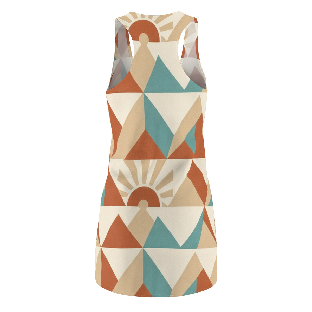 Geometric Sunrise Mountain Racerback Dress | Retro Triangle Print