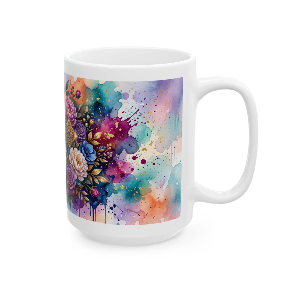 Faith Over Fear cross floral design Mug | Christian inspirational ceramic mug