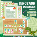 Dinosaur Dominoes Printable | Fun Dino Matching Game for Kids | Preschool Color & Counting Activity | Instant Download
