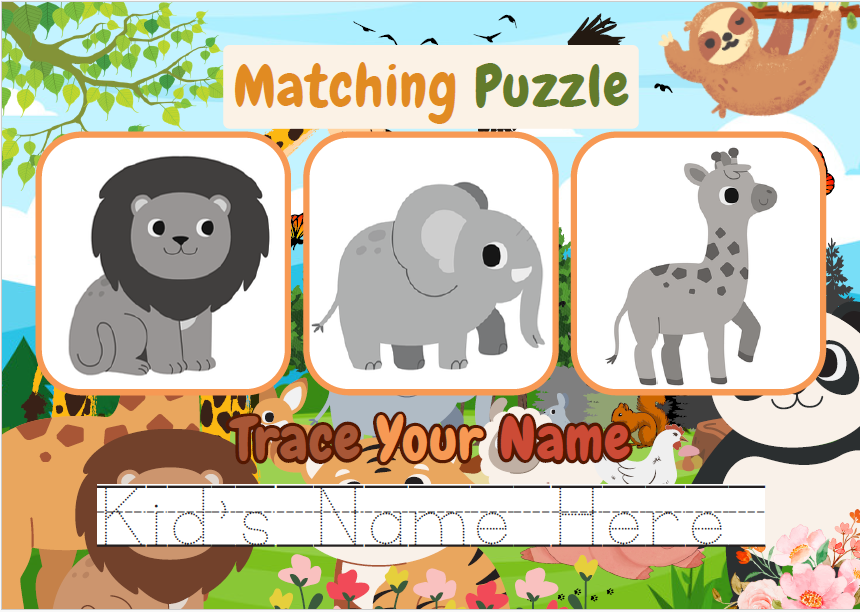 Animal Busy Book PDF Printable | Preschool Learning Activities | Farm Zoo Jungle Animals Tracing Counting Matching | Instant Download