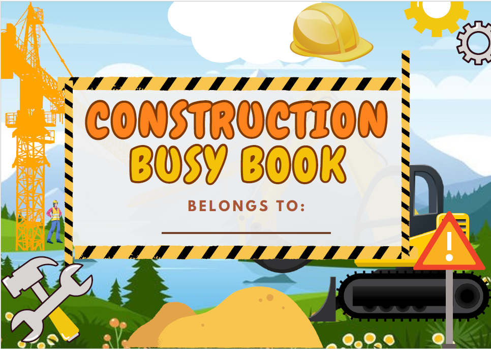 Construction Busy Book PDF Printable | Toddler Quiet Book | Excavator Crane Truck Activities | Preschool Learning | Instant Download