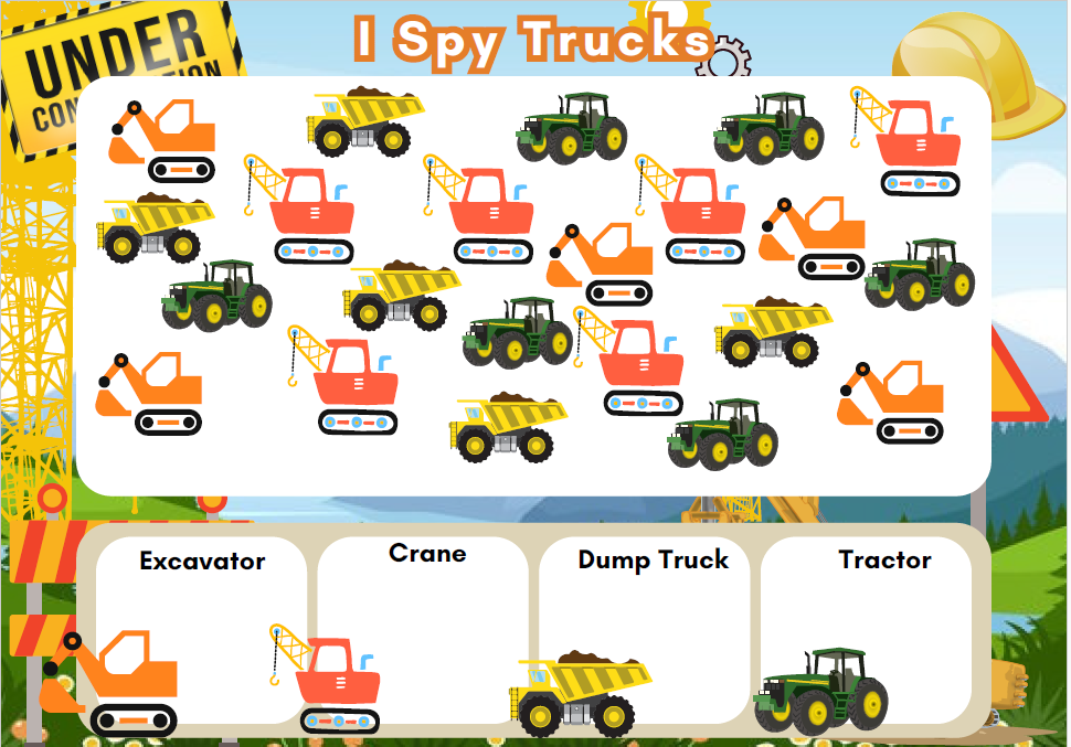 Construction Busy Book PDF Printable | Toddler Quiet Book | Excavator Crane Truck Activities | Preschool Learning | Instant Download